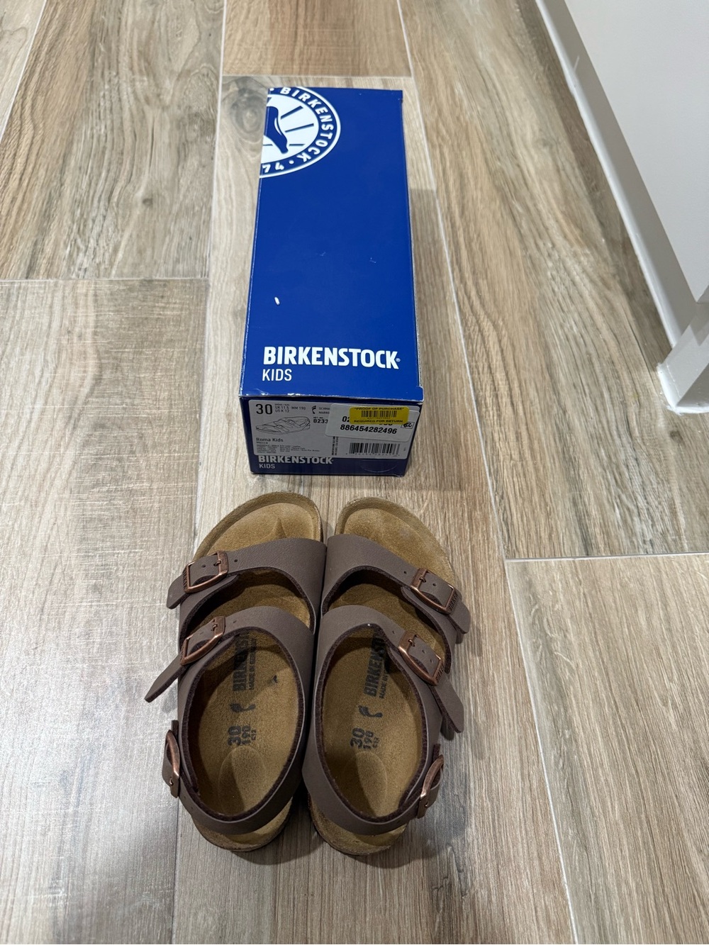 Birkenstock Kids Brown Two-Strap Adjustable Sandals
